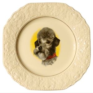 Vtg Poodle Plate Lord Nelson Pottery Hand Crafted In England Gold Rim.